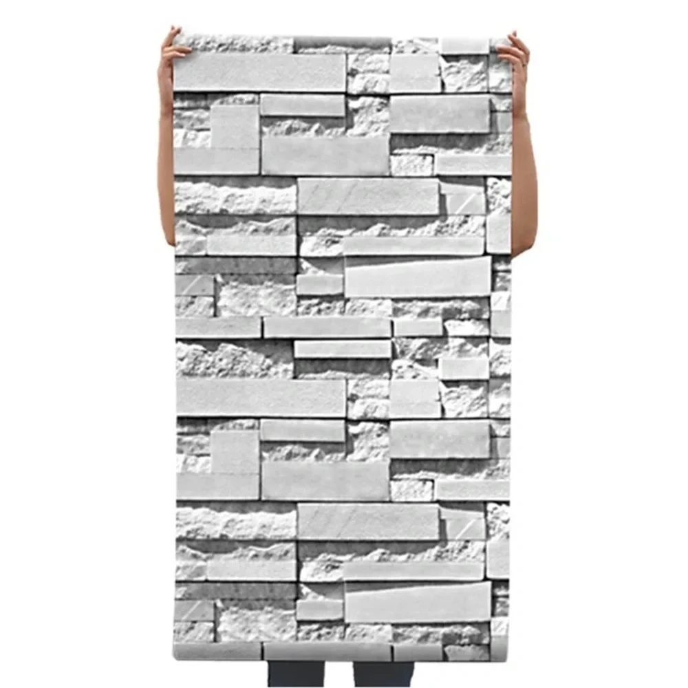 3D Gray Brick Effect Wallpaper